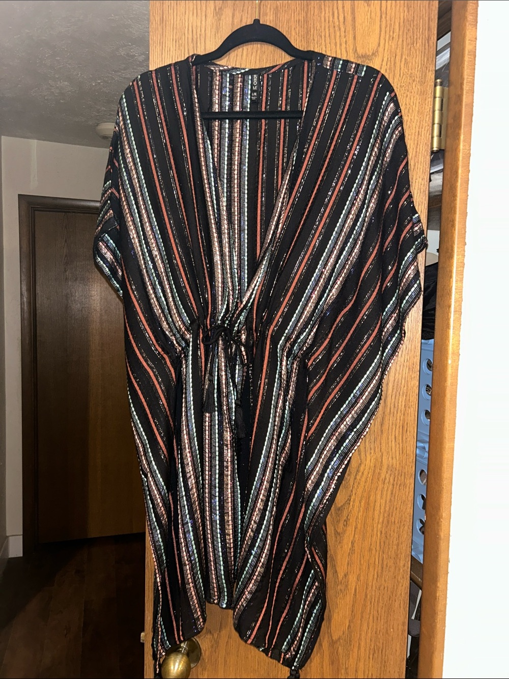 Striped Black & Copper Swim Coverup Tunic